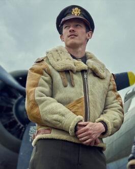 Callum Turner Masters of the Air Leather Jacket