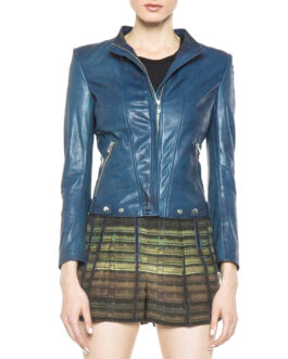 The Tomorrow People Peyton List Blue Leather Jacket