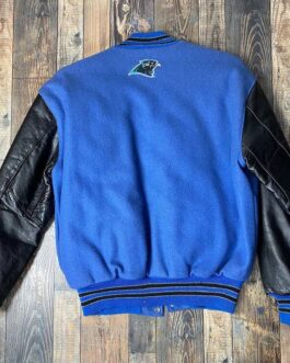 Carolina Panthers Blue and Black Varsity Jacket