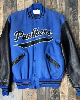 Carolina Panthers Blue and Black Varsity Jacket