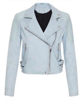 Scream Queens Abigail Breslin Sky Blue Leather Jacket
