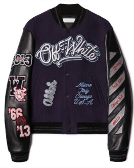 Chicago Bulls Off-White Varsity Jacket