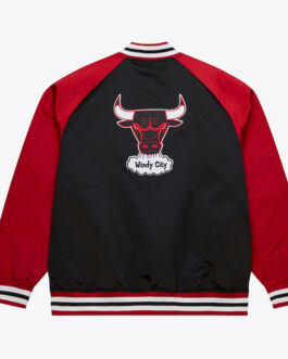 Chicago Bulls Vintage Logo Double Clutch Black Satin Jacket