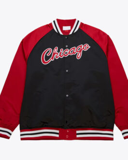 Chicago Bulls Vintage Logo Double Clutch Black Satin Jacket