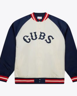 Chicago Cubs Vintage Logo Double Clutch Cream Satin Jacket