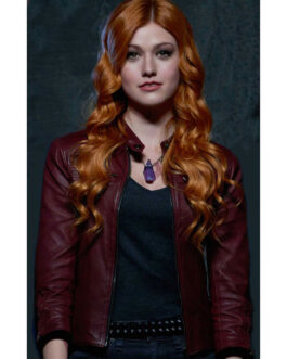 Katherine Mcnamara Shadowhunters Red Leather Jacket