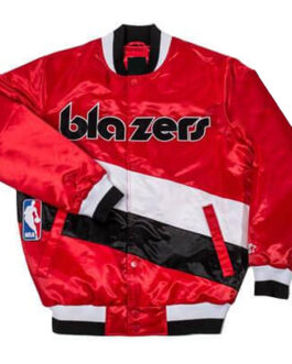 Portland Trail Blazers Classic Red Varsity Satin Jacket