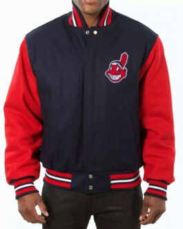 Varsity Cleveland Indians Red and Navy Blue Jacket