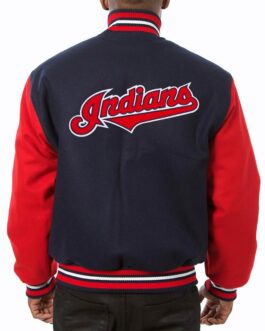 Varsity Cleveland Indians Red and Navy Blue Jacket
