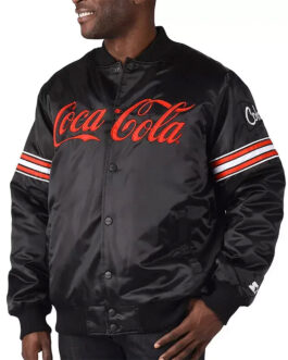 Coca-Cola Bomber Black Satin Jacket