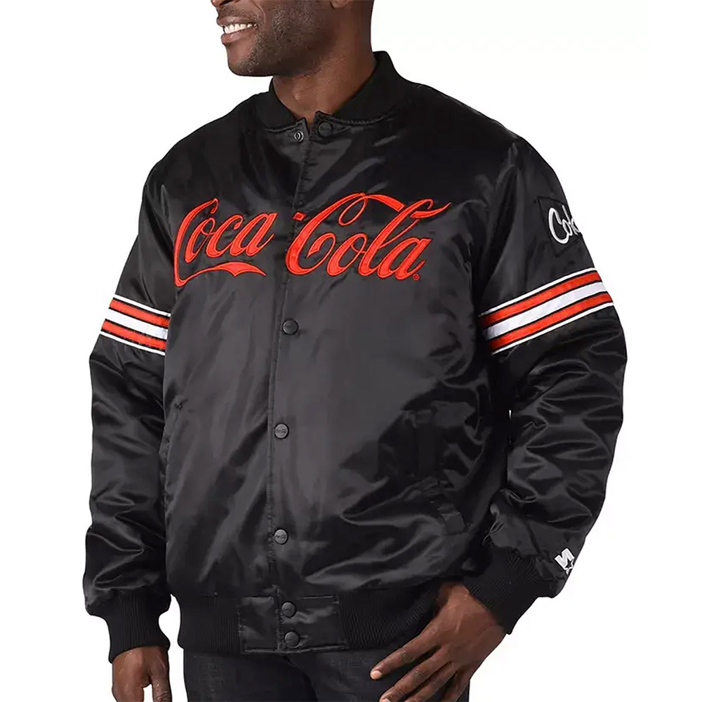 Coca-Cola Bomber Black Satin Jacket