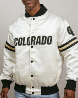 Colorado Buffaloes Striped White Bomber Jacket