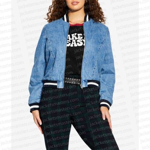 Cruel Summer Sadie Stanley Denim Bomber Jacket - Image 3