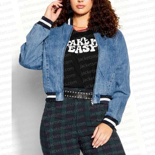 Cruel Summer Sadie Stanley Denim Bomber Jacket - Image 5