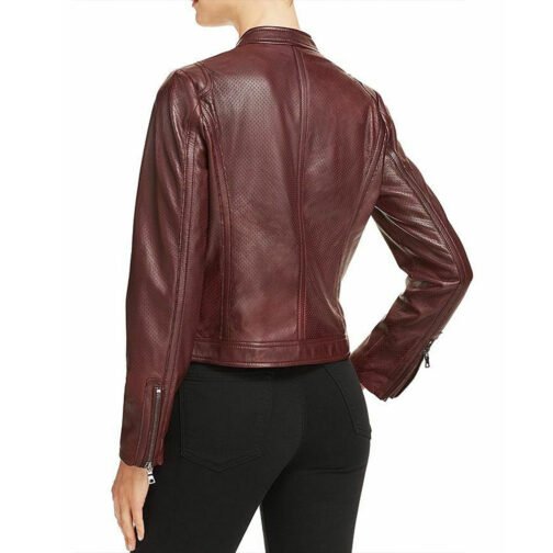 Dare Me Willa Fitzgerald Maroon Leather Jacket - Image 3