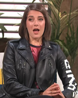 Daryn Carp E! News Daily Pop Biker Black Leather Jacket