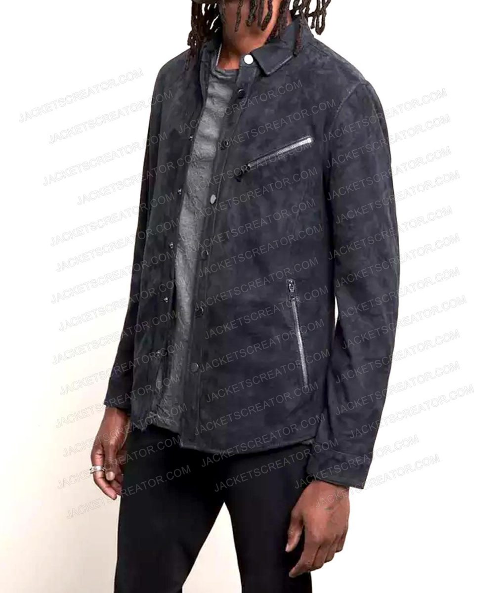 Mike Colter Evil Black Suede Leather Jacket - Image 5