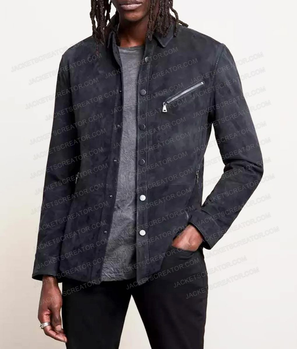 Mike Colter Evil Black Suede Leather Jacket - Image 4