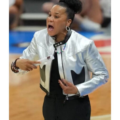 Dawn Staley Silver Leather Jacket - Image 9