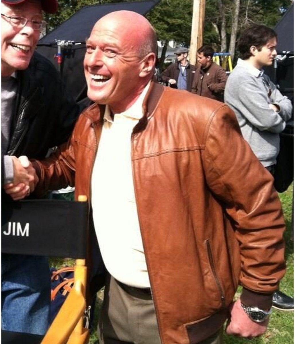 Dean Norris Breaking Bad Brown Bomber Leather Jacket - Image 7