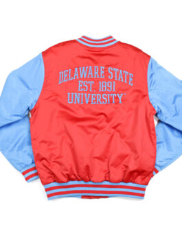 Delaware State Hornets Red and Light Blue Jacket