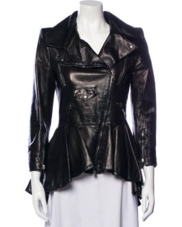 Demi Lovato Good Morning America Peplum Leather Jacket