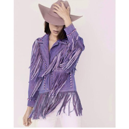 Donna Farizan The Today Show Purple Fringe Jacket - Image 4