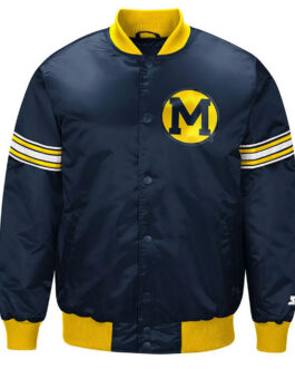 Michigan Wolverines Draft Pick Navy Satin Jacket