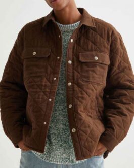 B Positive S02 Thomas Middleditch Brown Quilted Jacket