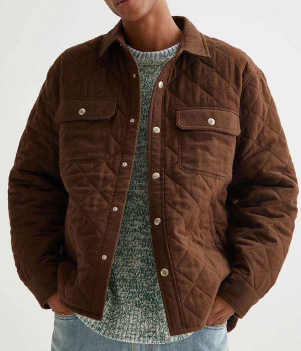 B Positive S02 Thomas Middleditch Brown Quilted Jacket