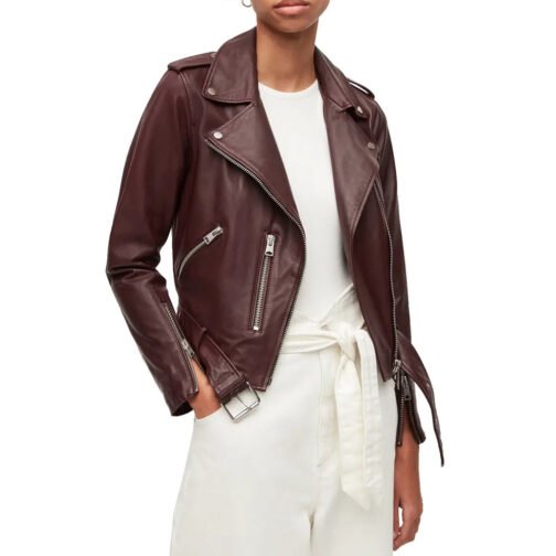 Echoes Michelle Monaghan Maroon Leather Jacket