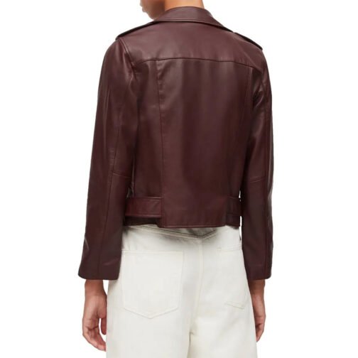 Echoes Michelle Monaghan Maroon Leather Jacket - Image 3