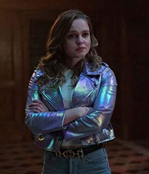 Hallea Jones Locke and Key Light Purple Leather Jacket