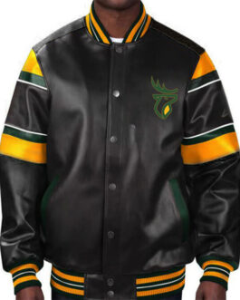 Edmonton Elks Striped Black Leather Jacket