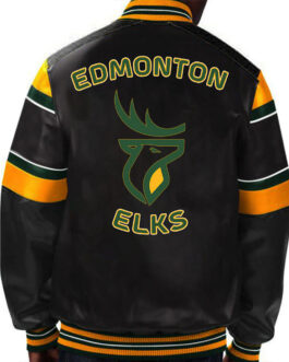 Edmonton Elks Striped Black Leather Jacket
