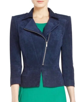 The Vampire Diaries S05 Nina Dobrev Navy Suede Jacket