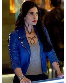 Shadowhunters Emeraude Toubia Blue Leather Jacket