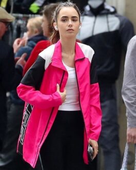 Lily Collins Emily in Paris 1997 Pink Sports Jacket