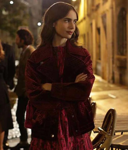 Lily Collins Emily in Paris Velvet Jacket - Image 5