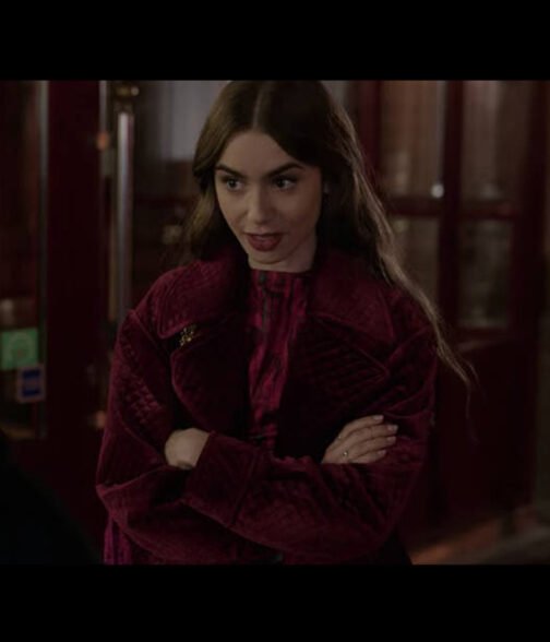 Lily Collins Emily in Paris Velvet Jacket - Image 6