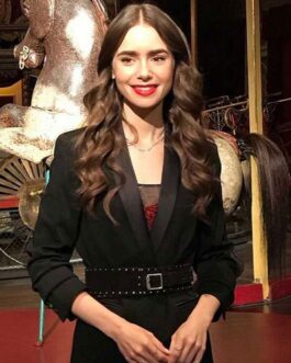 Lily Collins Emily in Paris S02 Belted Blazer