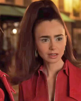 Emily in Paris Season 4 Lily Collins Red Leather Jacket
