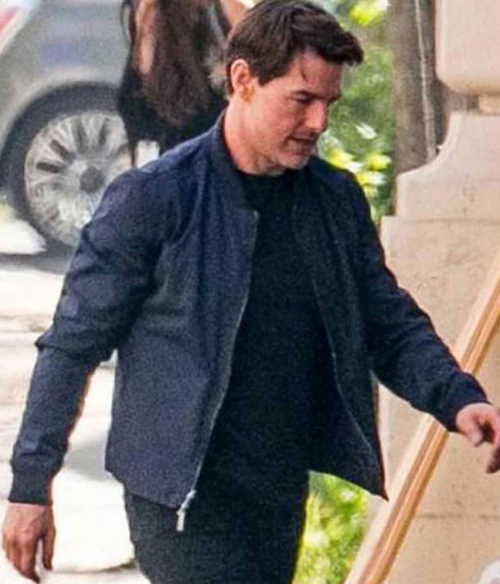Tom Cruise Mission Impossible 6 Bomber Blue Jacket - Image 8