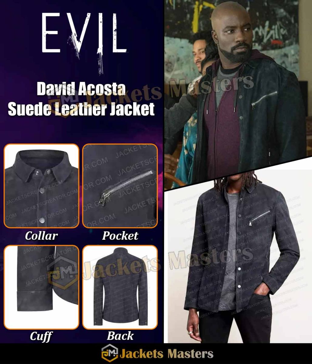 Mike Colter Evil Black Suede Leather Jacket - Image 7