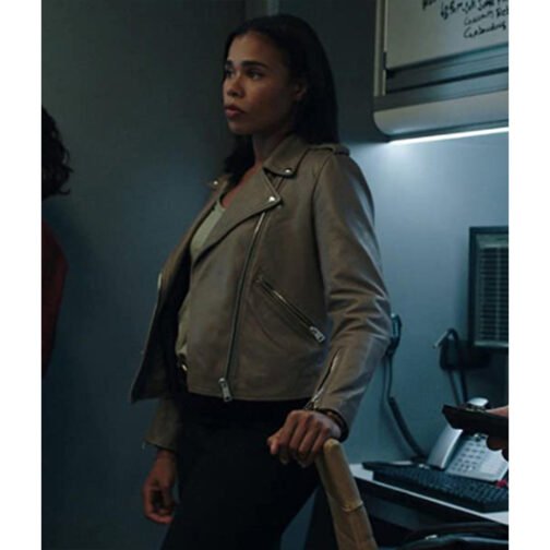 FBI Most Wanted Roxy Sternberg Gray Leather Jacket - Image 5