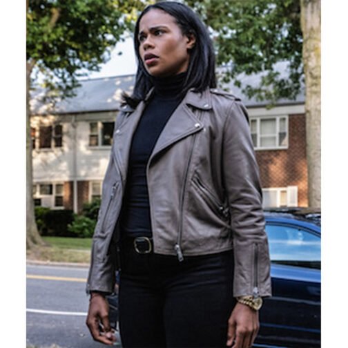 FBI Most Wanted Roxy Sternberg Gray Leather Jacket - Image 2