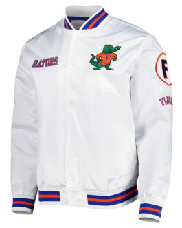 Florida Gators City Collection White Varsity Satin Jacket