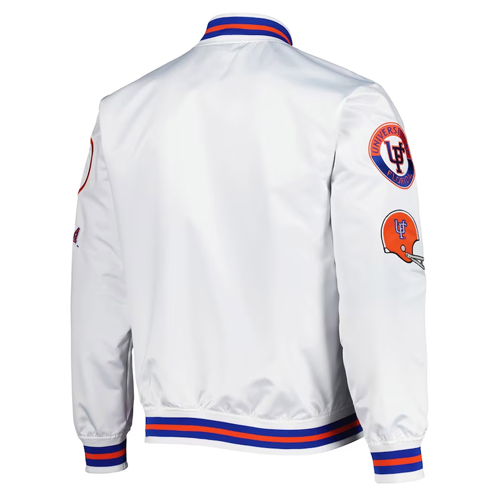 Florida Gators City Collection White Varsity Satin Jacket - Image 2