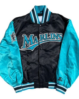 Florida Marlins Blue and Black Satin Jacket