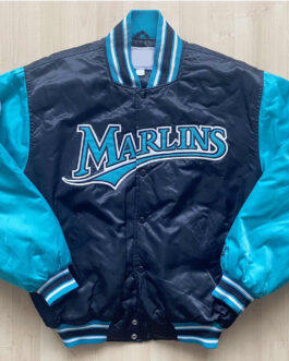 Florida Marlins Blue and Black Satin Jacket